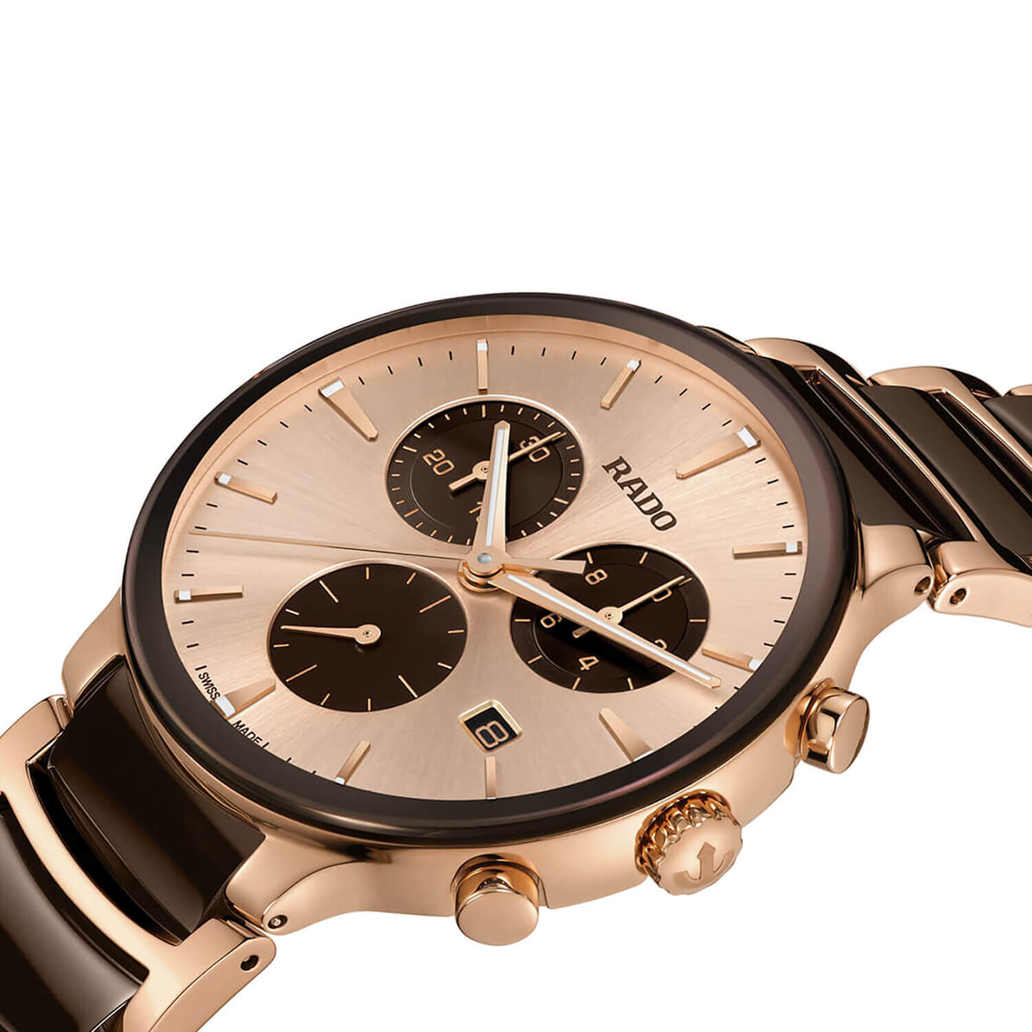 Rado Centrix Chronograph 41mm Rose Gold Dial Bracelet Watch