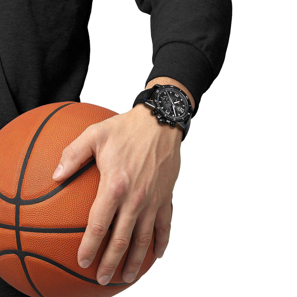 Tissot Supersport NBA Special Edition 45.5mm Black Dial Leather Strap Watch image number 5