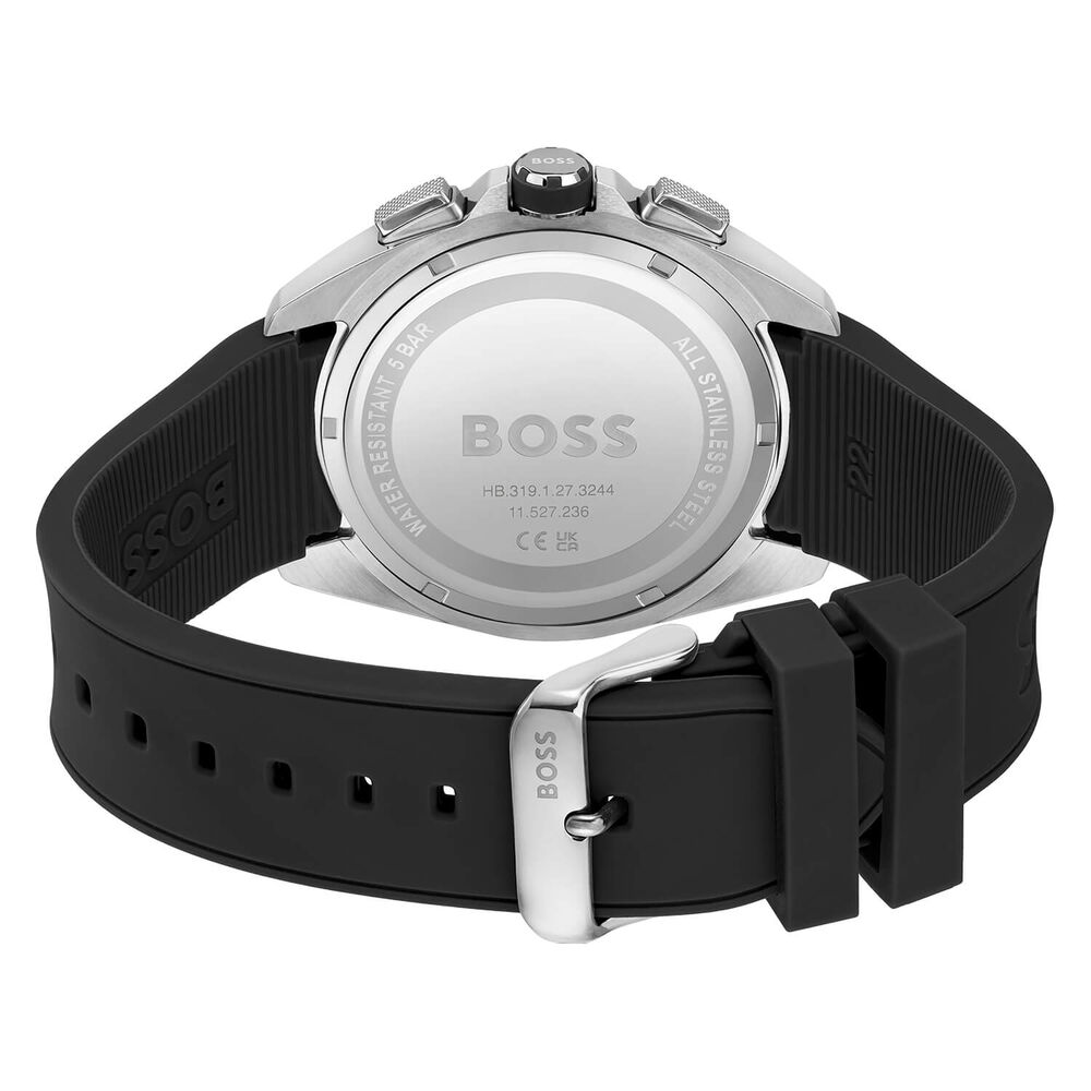 Hugo Boss Volane Chronograph 44mm Quartz Black Dial Steel Case Black Rubber Strap Watch image number 3