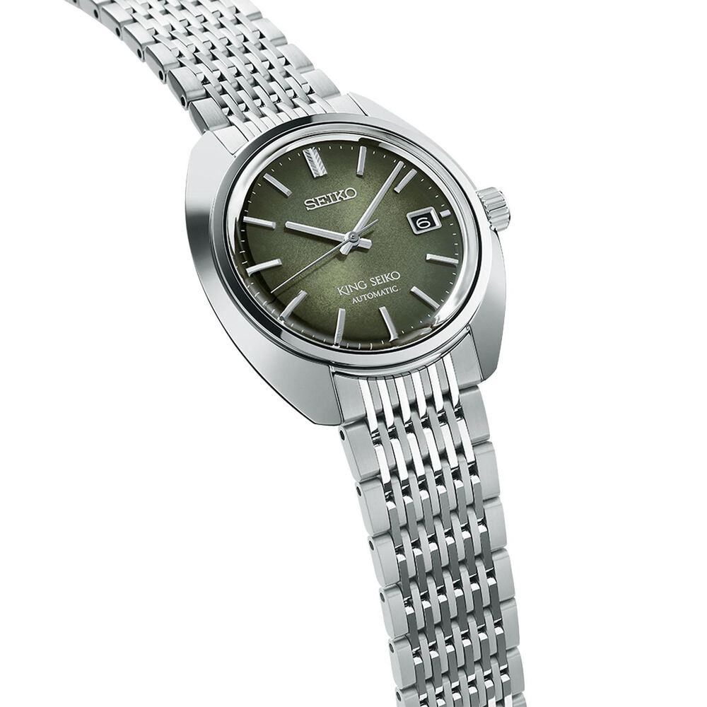King Seiko &lsquo;Forest Green&rsquo; 6L 1969 Re-Interpretation 39.4mm Stainless Steel Bracelet Watch image number 2