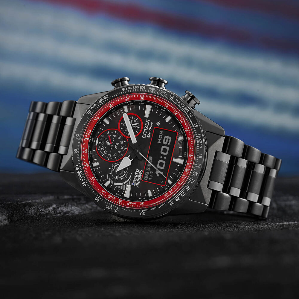 Citizen Red Arrows Promaster Skyhawk 43mm Black Dial Ion Plated Steel Bracelet Watch