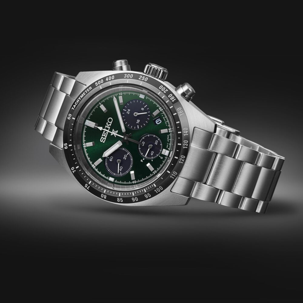 Seiko Prospex ‘Deep Green’ Speedtimer Solar Chronograph 39mm Green Dial Steel Case Watch image number 5