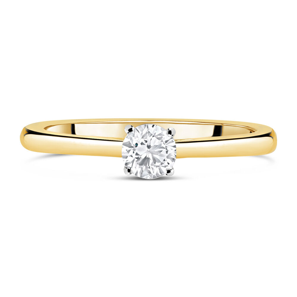 18ct Yellow Gold 0.25ct Round Diamond Tulip Setting Ring image number 1