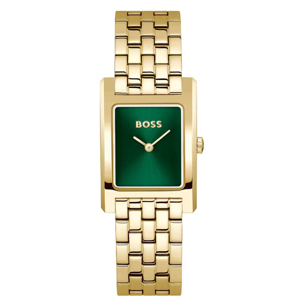 BOSS Lucy 22x24.5mm Green Dial Gold PVD Stainless Steel Bracelet Watch image number 0
