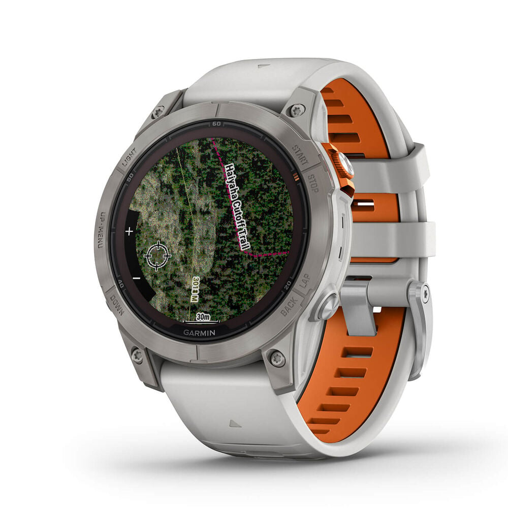 Garmin Fenix 7 Pro Sapphire Solar 47mm Titanium Case Grey & Orange Strap Watch