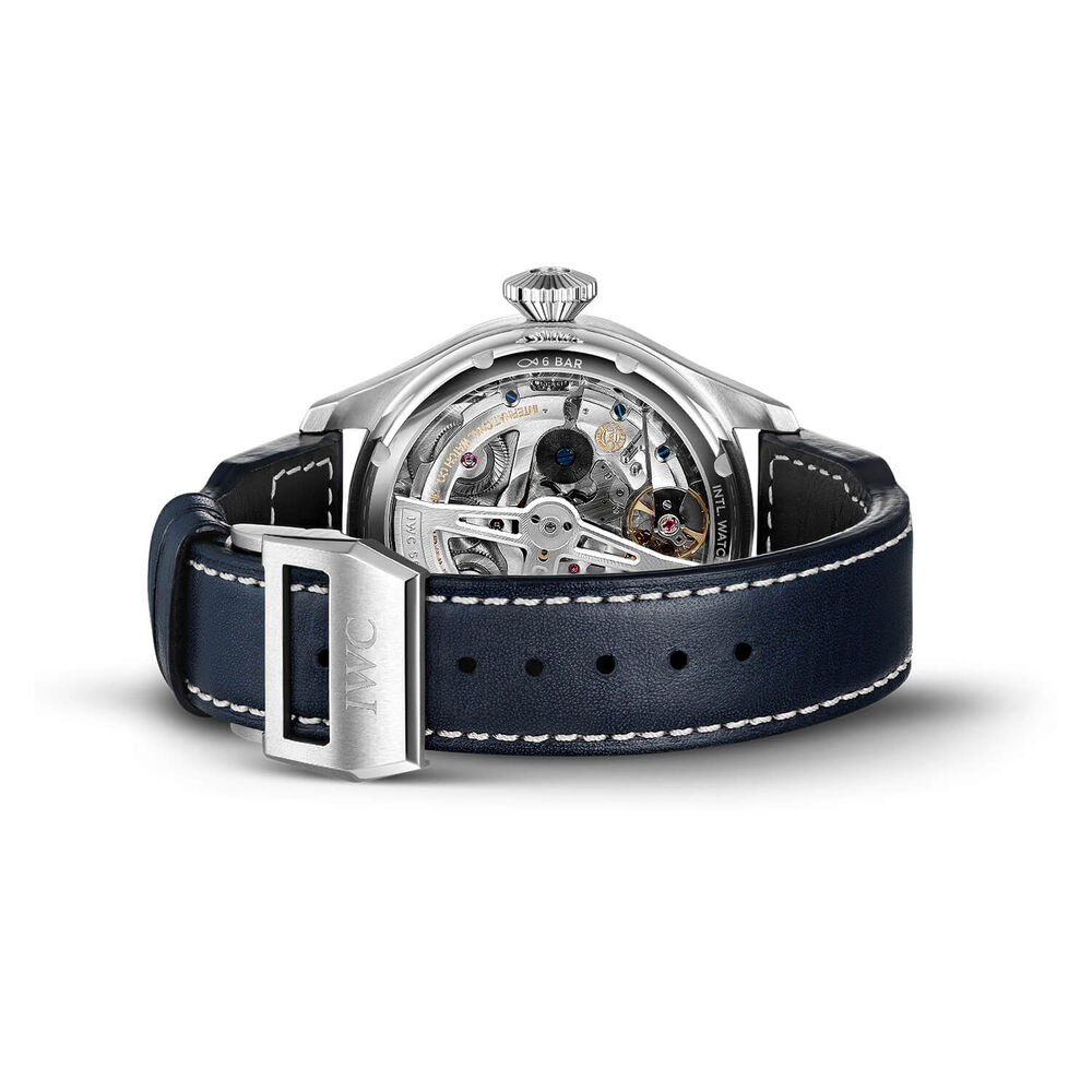 IWC Schaffhausen Big Pilot's Perpetual Calendar Blue Dial Blue Strap Watch image number 2