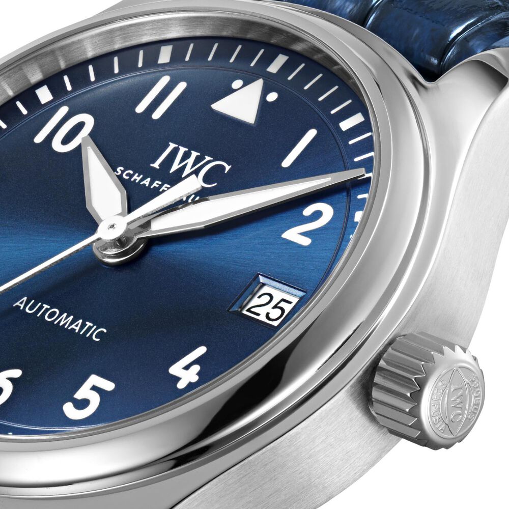 IWC Schaffhausen Pilot's 36mm Blue Dial Leather Strap Watch image number 2