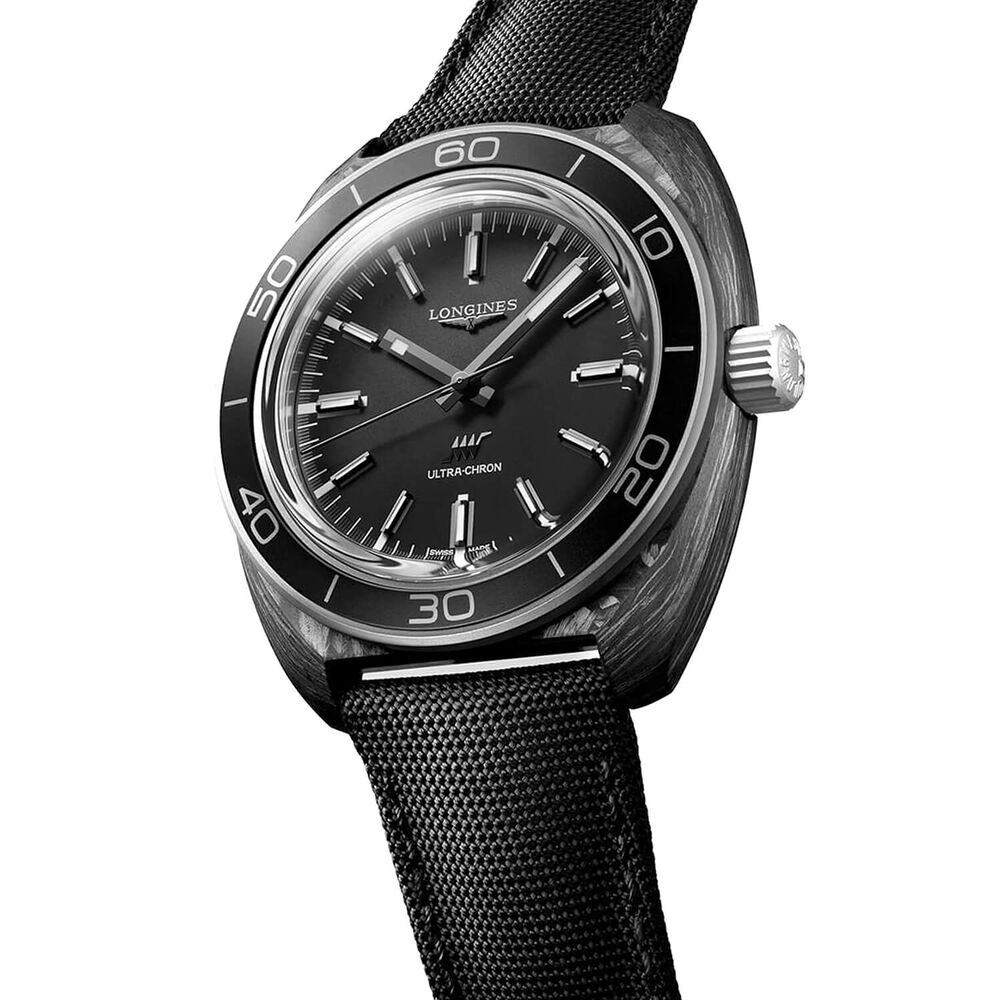Longines Heritage Ultra-Chron Carbon 43mm Black Dial & Strap Watch