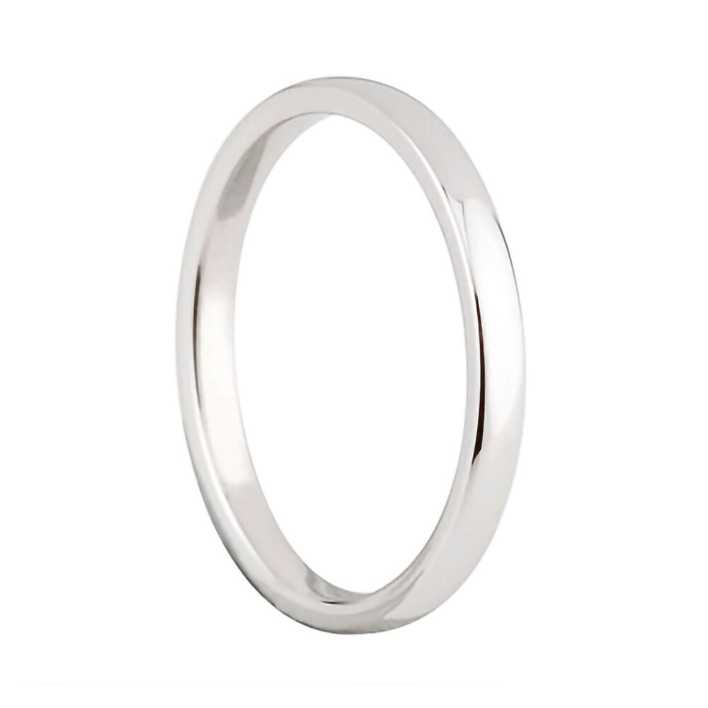 Ladies' 18ct white gold 2mm classic court wedding ring image number 0