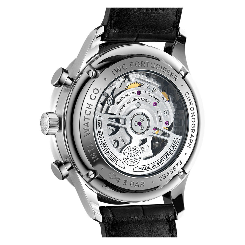 IWC Schaffhausen Portugieser Chronograph Blue Dial Black Strap Watch image number 4