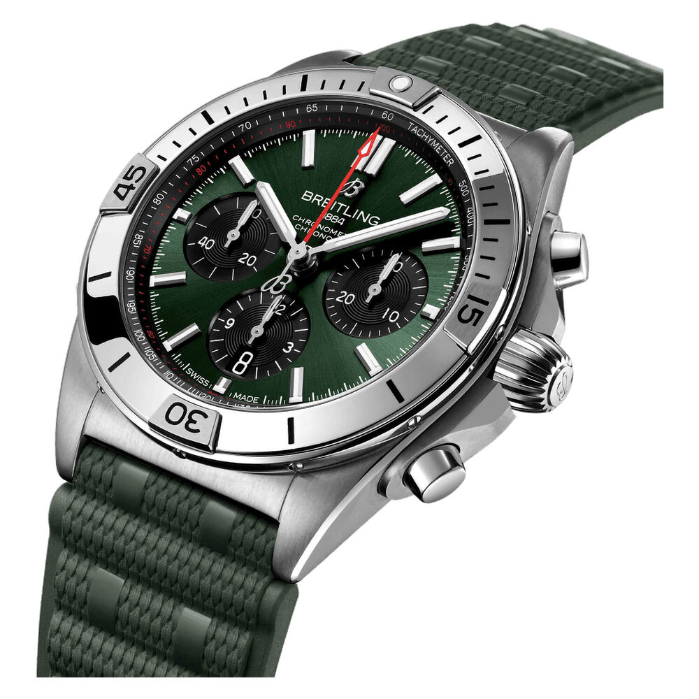 Breitling Chronomat B01 42mm Green Dial Rubber Strap Watch image number 1