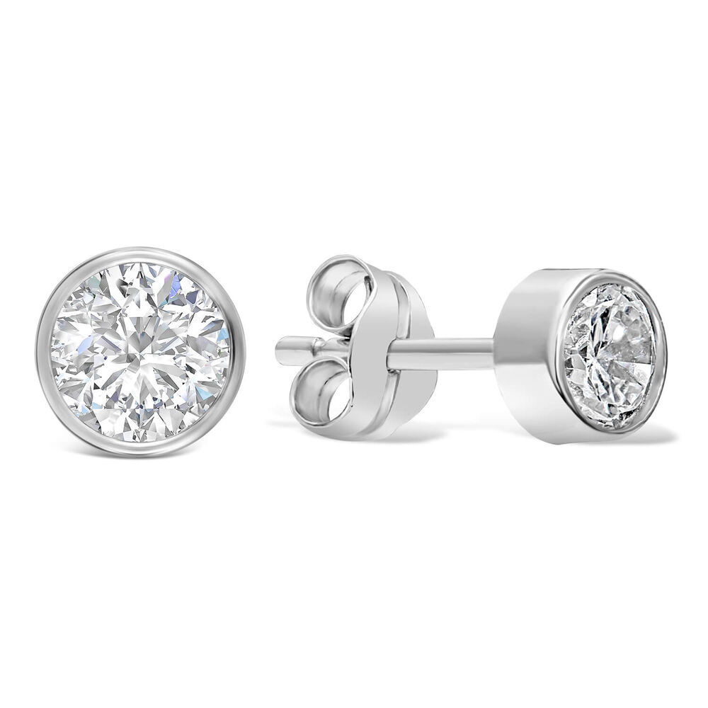9ct White Gold Cubic Zirconia Stud Earrings image number 1