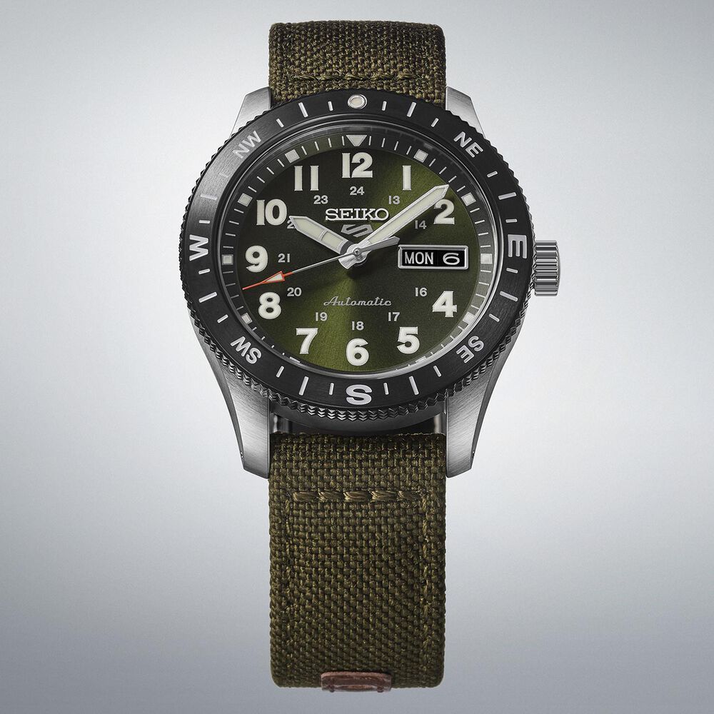 Seiko 5 Sports Field Fatigue Green 41mm Dial Khaki Nylon Strap Watch
