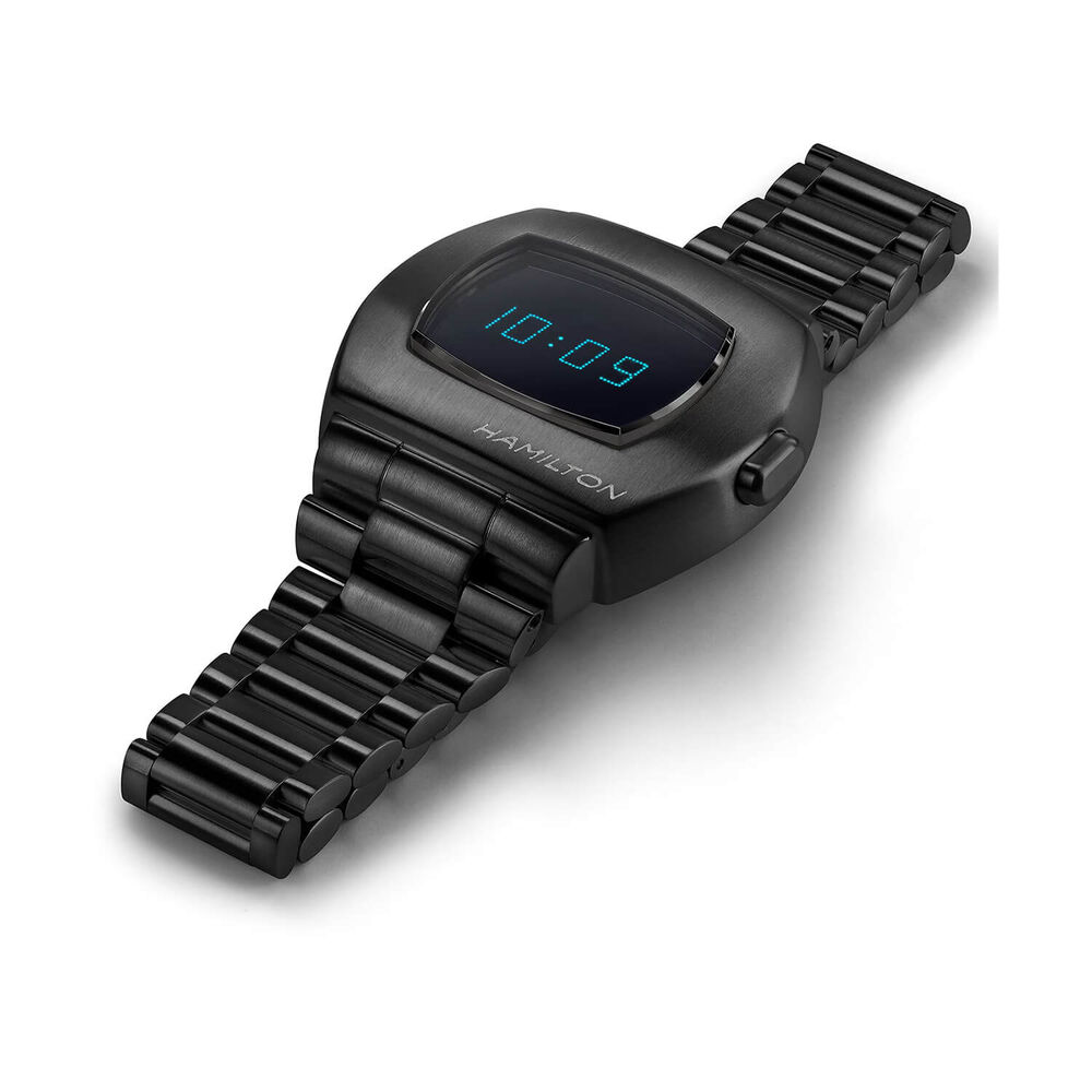 Hamilton American Classic PSR Digital Quartz 41mm Blue Dial PVD Black Steel Bracelet Watch image number 4