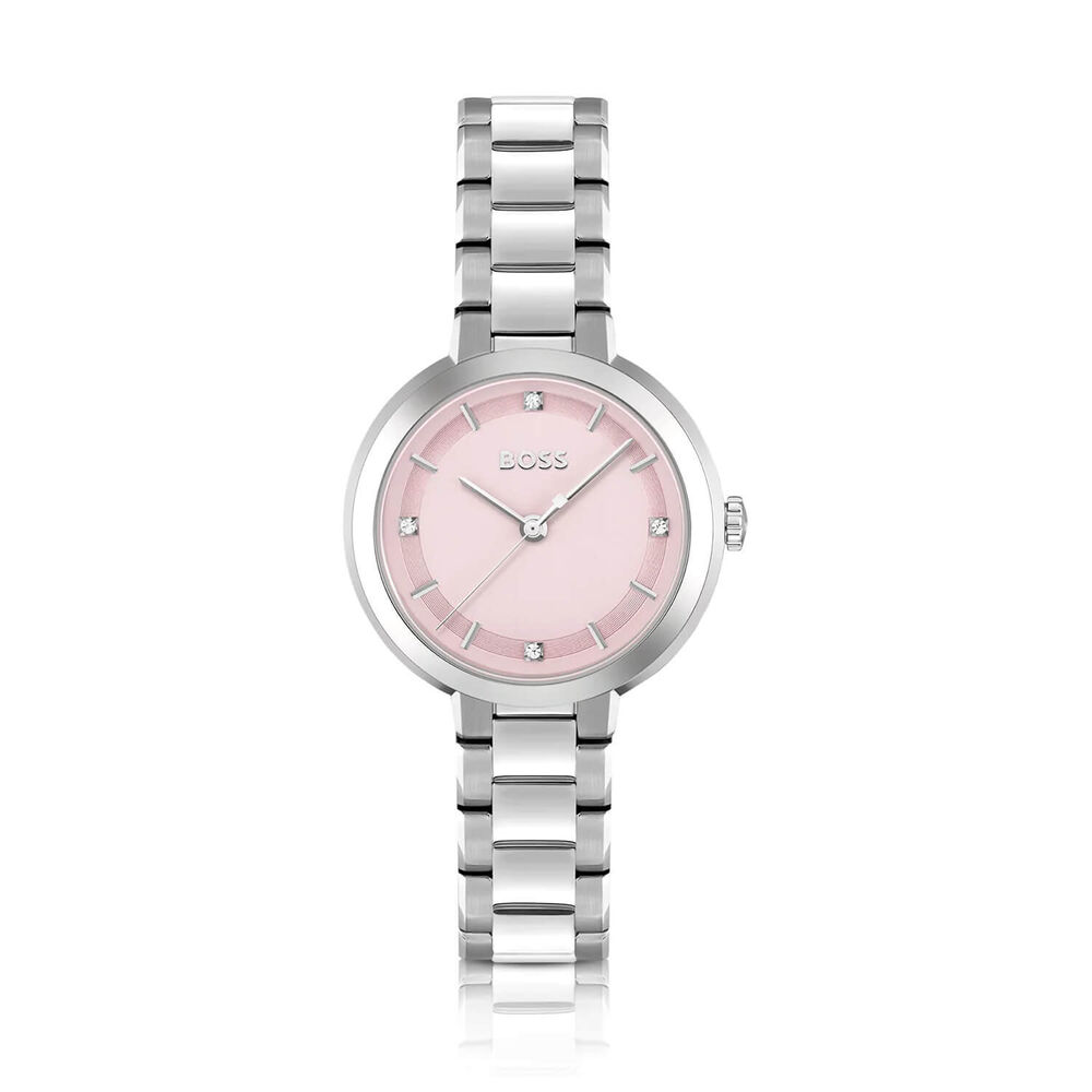 BOSS Sena 34mm Pink Dial Steel Bracelet Watch