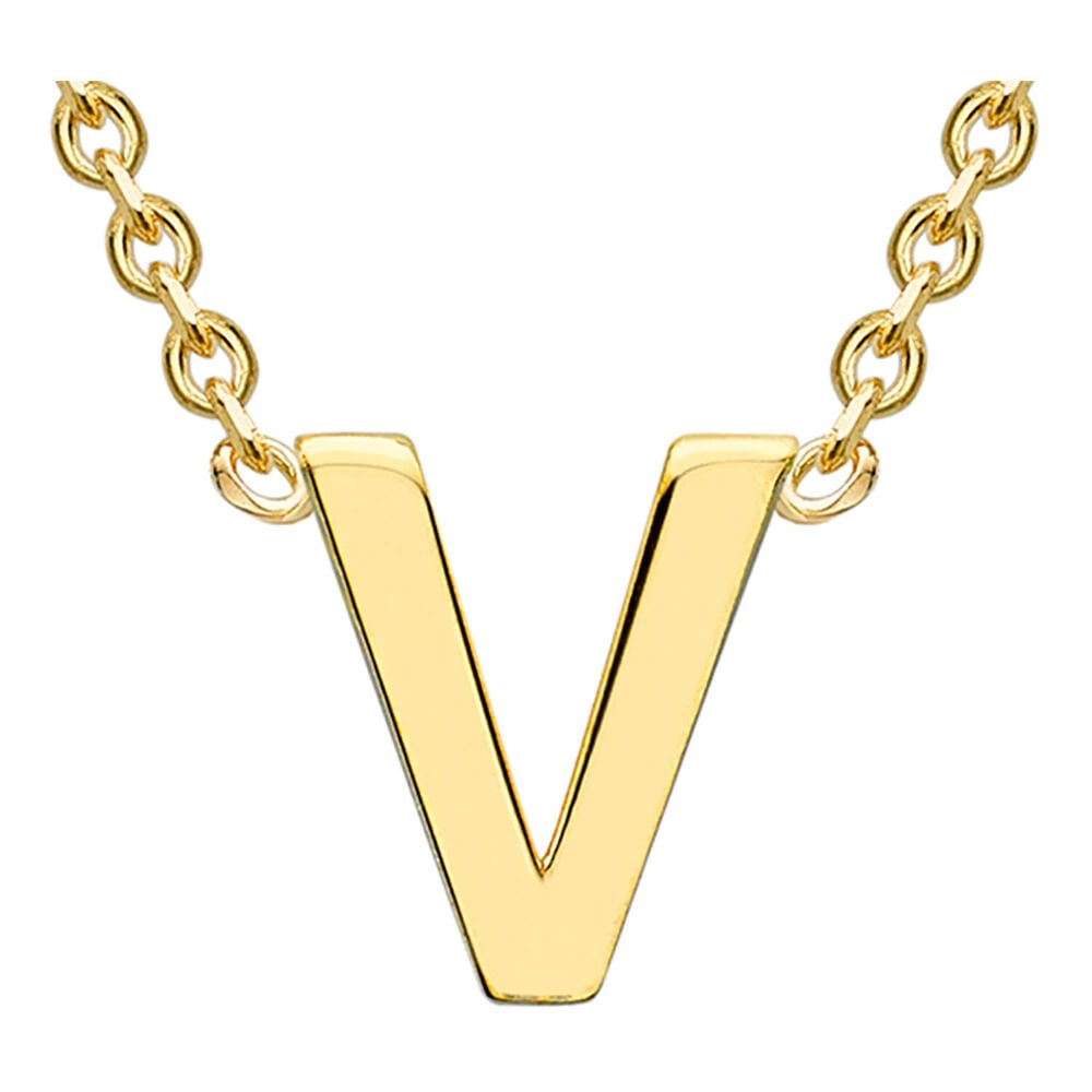 9 Carat Yellow Gold Petite Initial V Necklet (Special Order) image number 0