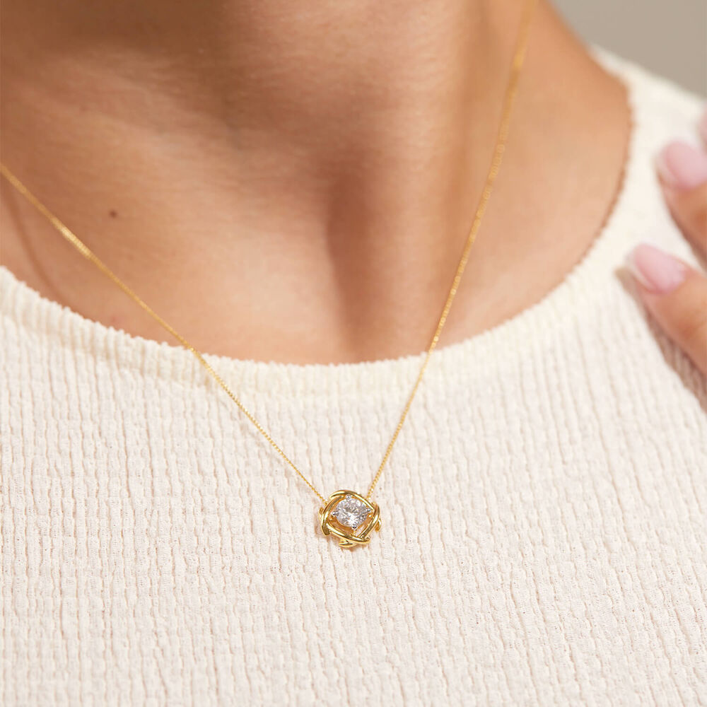 9ct Yellow Gold 1.00ct Lab Grown Diamond Entwined Love Knot Pendant