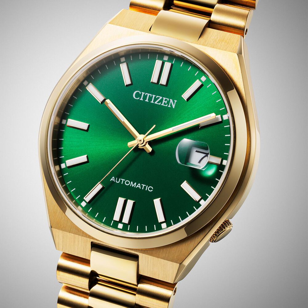 Citizen Tsuyosa 40mm Green Dial Yellow Gold Tone Steel Bracelet Watch image number 8