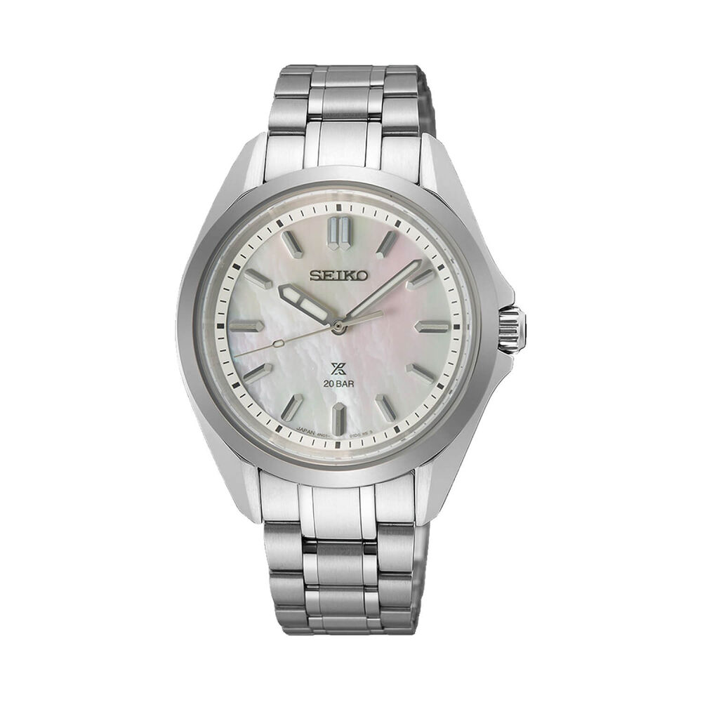 Seiko Prospex Ladies Marine Sports Seafoam White 34mm Dial Steel Bracelet Watch