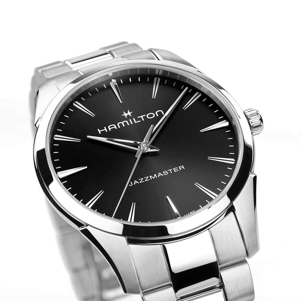 Hamilton Jazzmaster Quartz 40mm Black Dial Steel Bracelet Watch