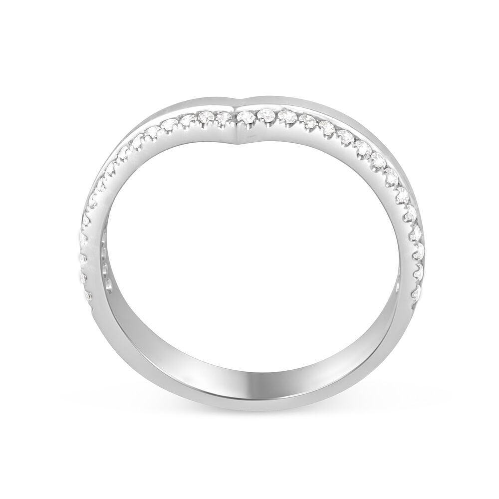 9ct White Gold 0.15ct Diamond Wishbone Wedding Ring