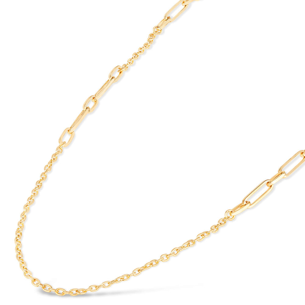 9ct Yellow Gold 28" Long Open Link Stations Necklet Ladies Necklace image number 1