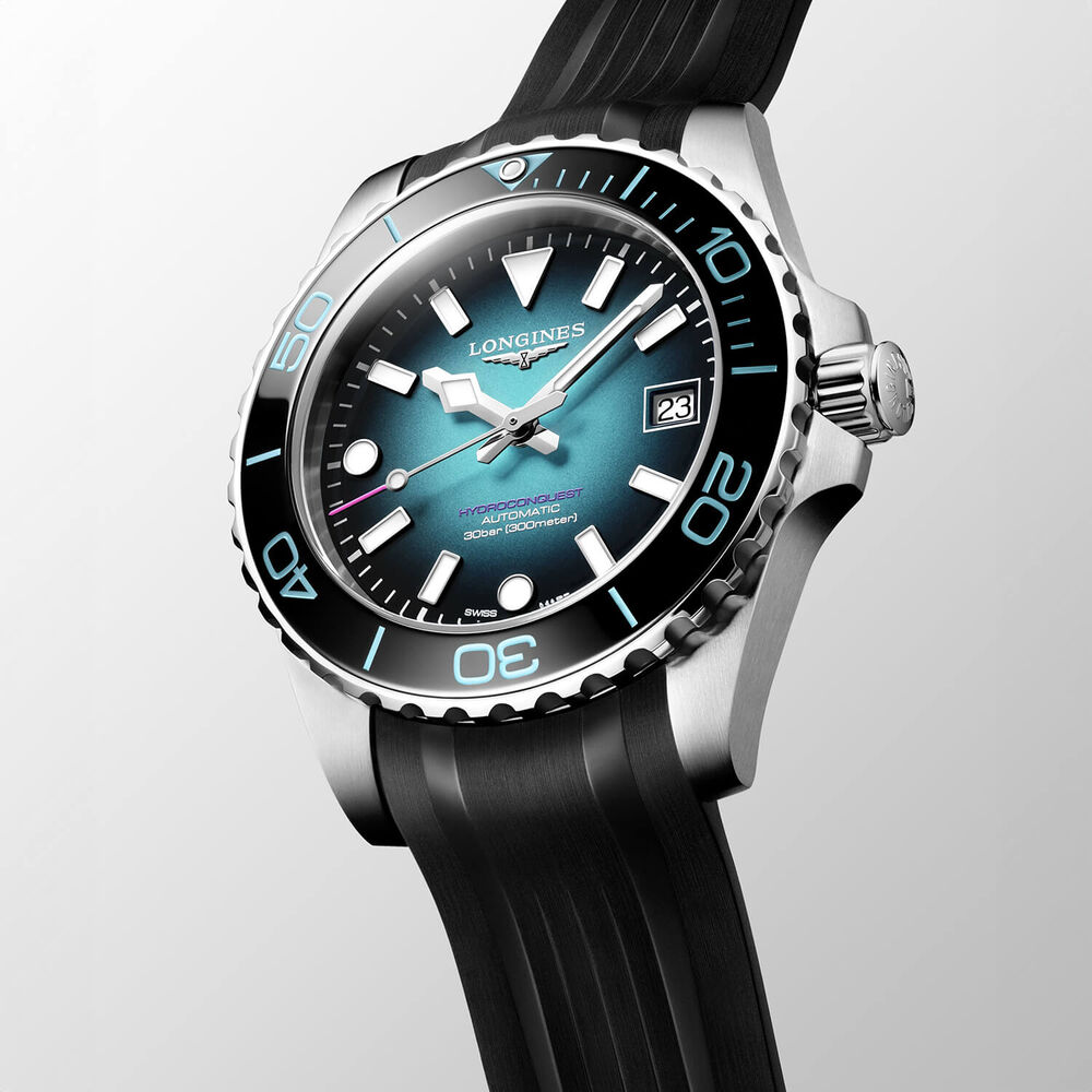 Longines Hydroconquest Commonwealth Games 2026 39mm Teal Dial Black Rubber Strap Watch