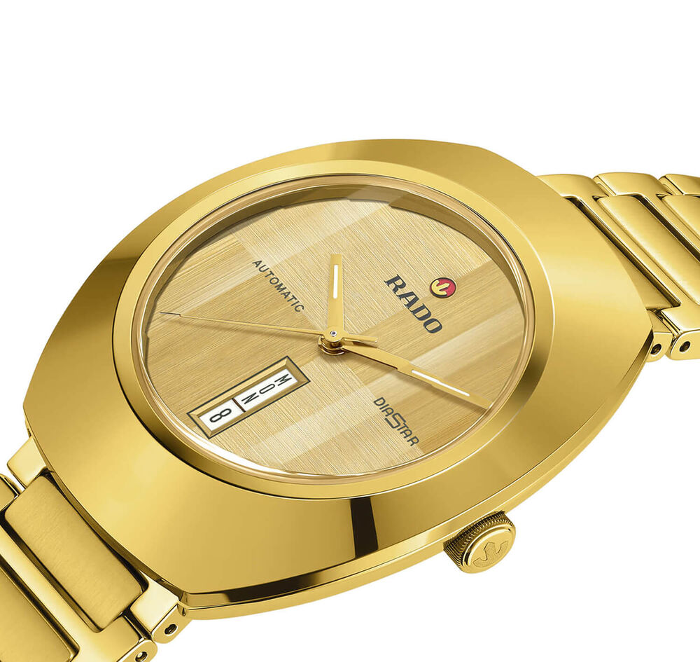 Rado DiaStar Original Automatic 38mm Yellow Gold Dial PVD Stainless Steel Bracelet Watch image number 3