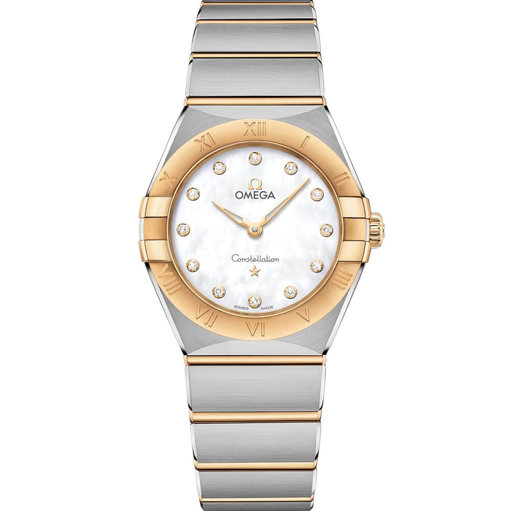 OMEGA Constellation 28mm MOP Dial Diamond Dots Steel & Gold Bracelet