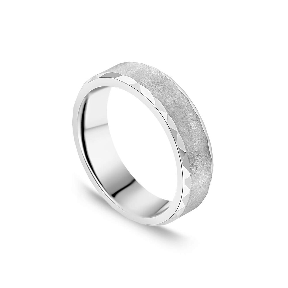 Tungsten Matte Diamond Cut Edge 6mm Men's Ring