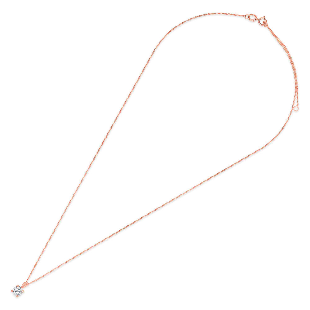 9ct Rose Gold 4mm Four Claw Cubic Zirconia Set Pendant (Chain Included) image number 3