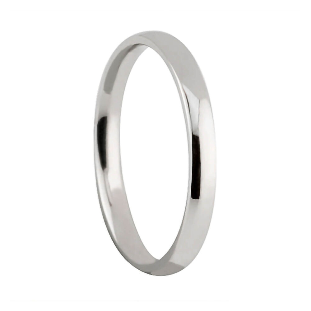 Ladies' platinum 2mm classic court wedding ring image number 0