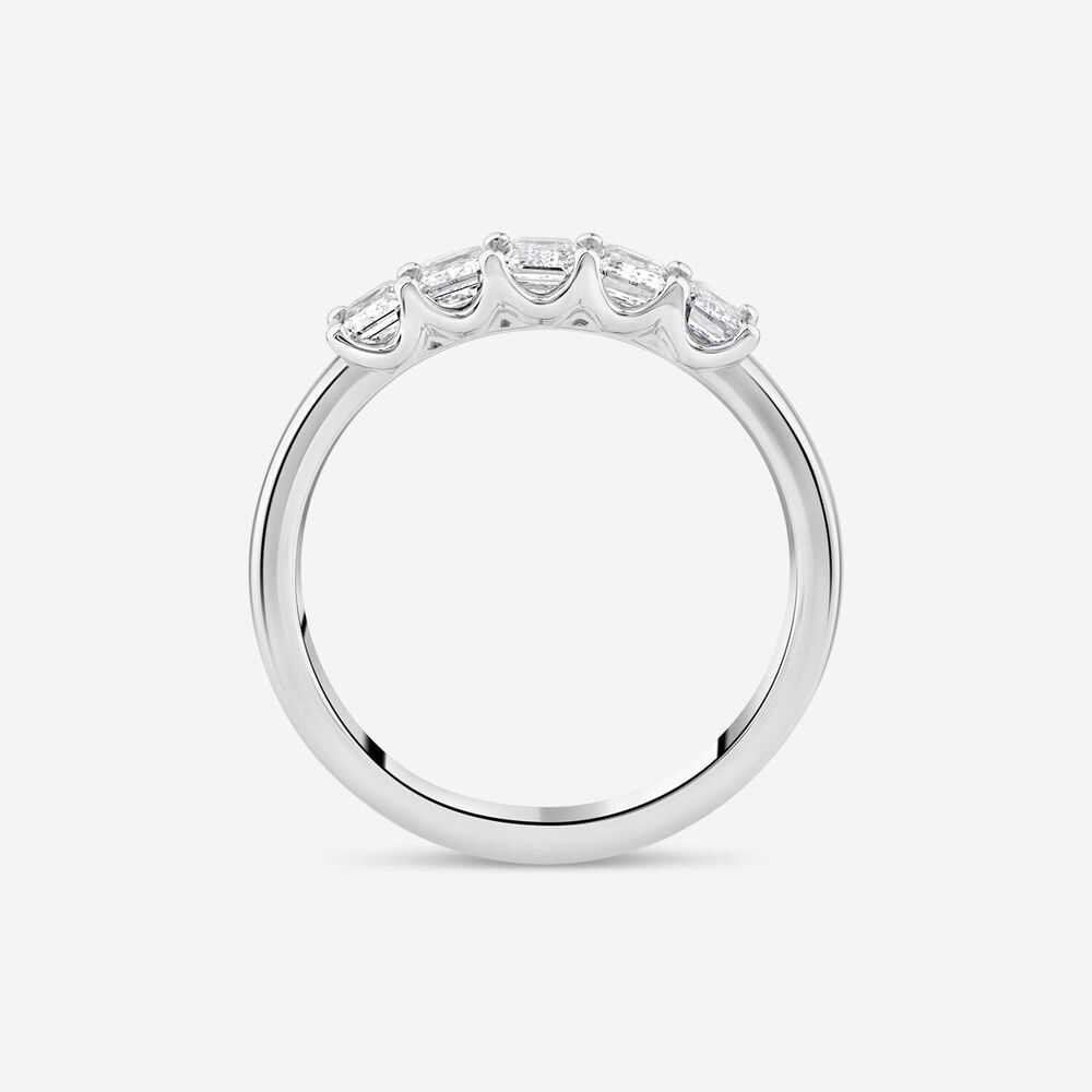 Born Platinum 0.90ct Lab Grown 5 Stone Emerald Cut Half Eternity Diamond Ring image number 2