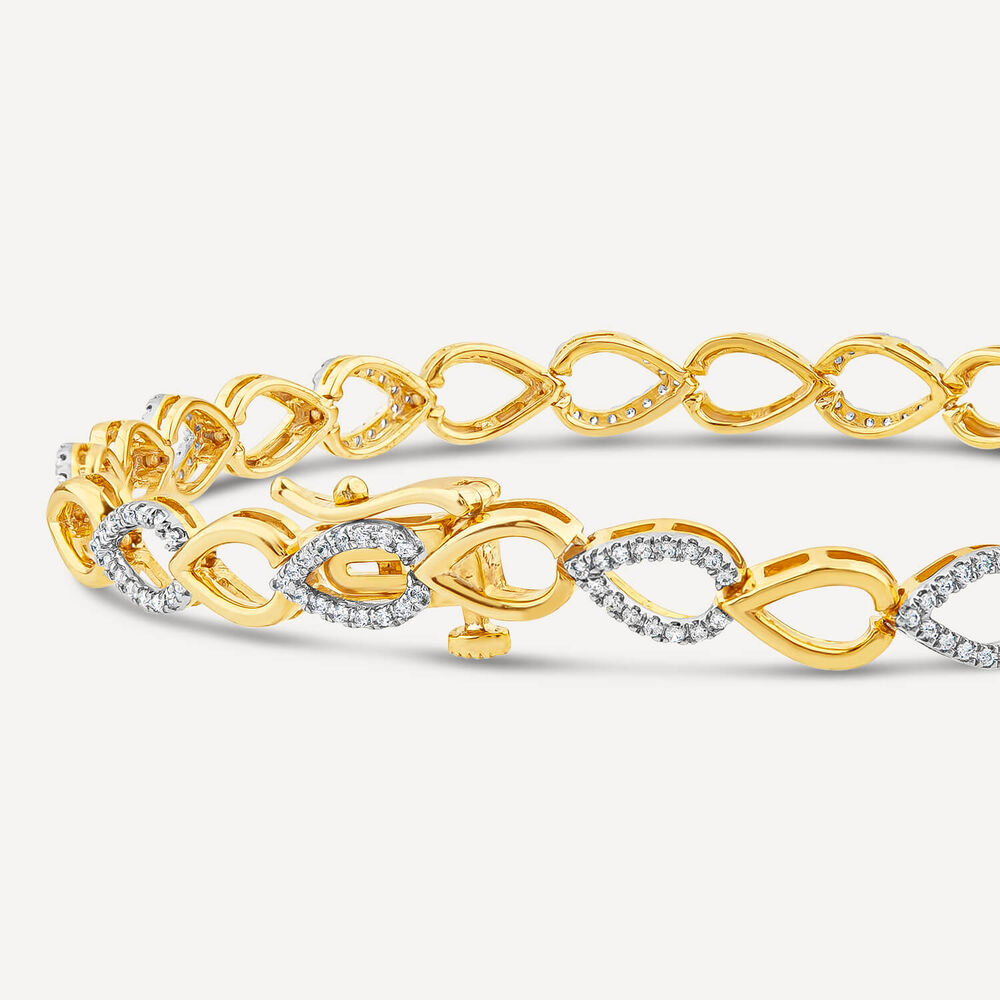 9ct Yellow Gold 0.58ct Diamond & Polished Teardrop Bracelet image number 2