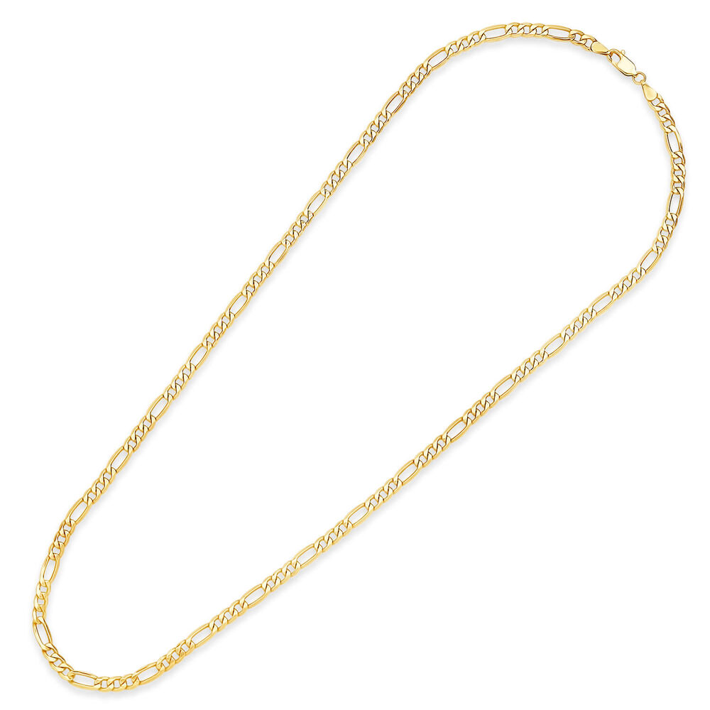 9ct Yellow Gold 20' Figaro Hollow Chain Necklace image number 2