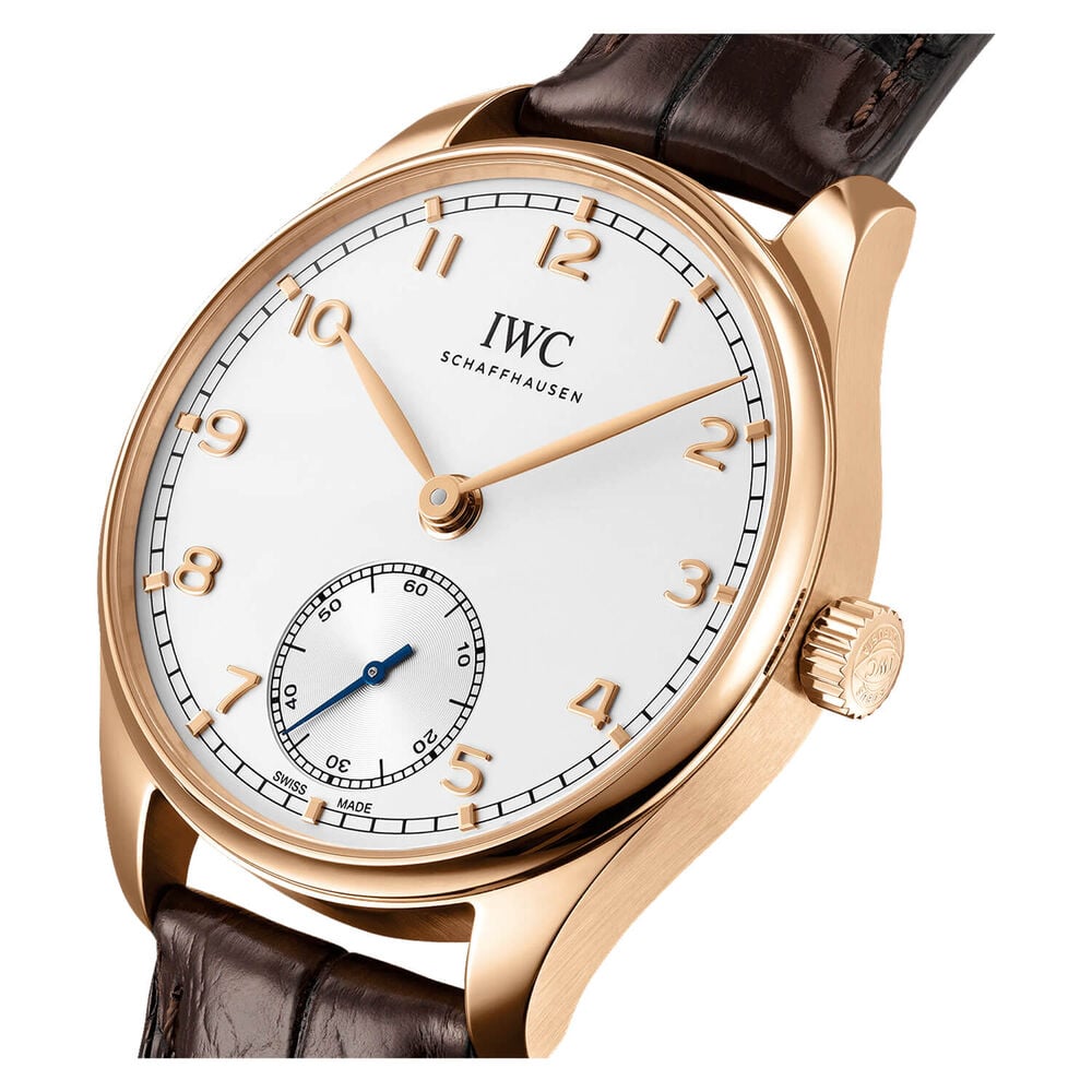IWC Schaffhausen Portugieser Automatic 40 Silver Dial Brown Strap Watch image number 2