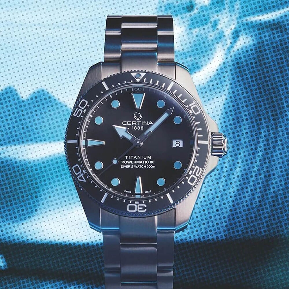 Certina DS Action Diver 38mm Grey Dial Titanium Bracelet Watch
