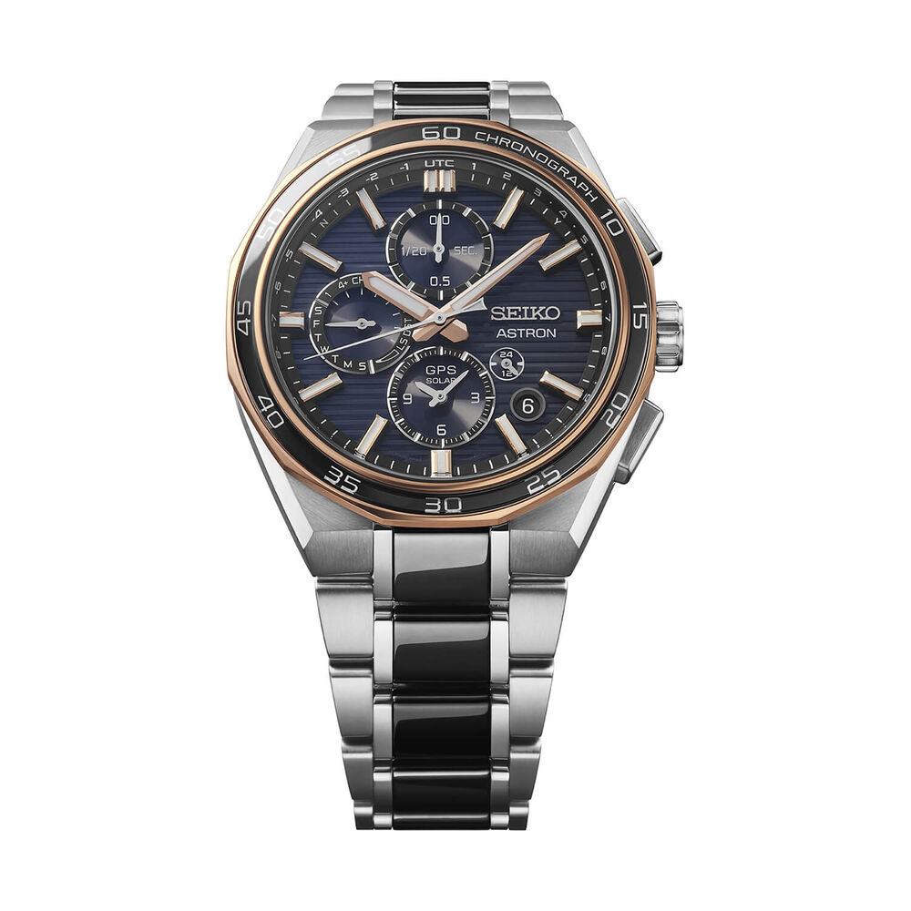Seiko Astron GPS Solar Dual-Time Chronograph Limited Edition 44mm Dial Titanium Bracelet Watch image number 1
