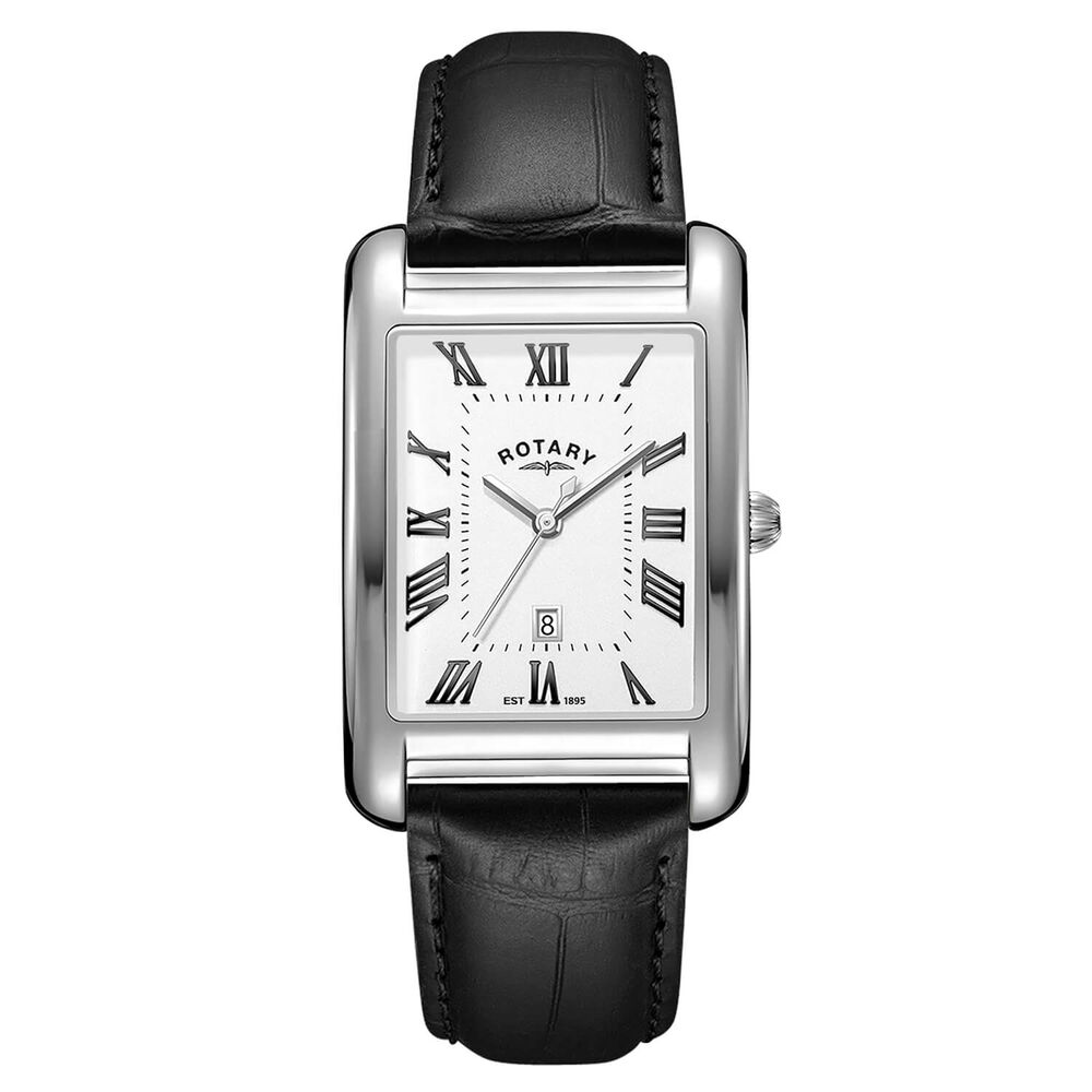 Rotary Heritage Astoria 29x36mm White Dial Black Leather Strap Watch