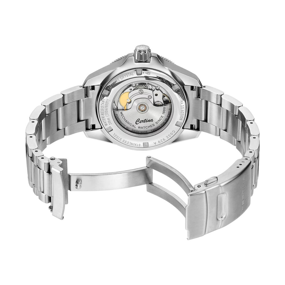 Certina DS Action GMT Powermatic 80 41mm Black Dial Green & Black Bezel Steel Bracelet Watch image number 3