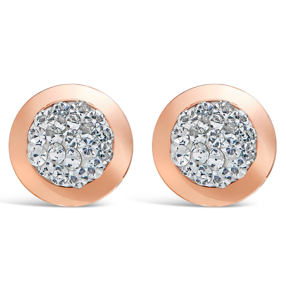 9ct rose gold cubic zirconia round stud earrings image number 0
