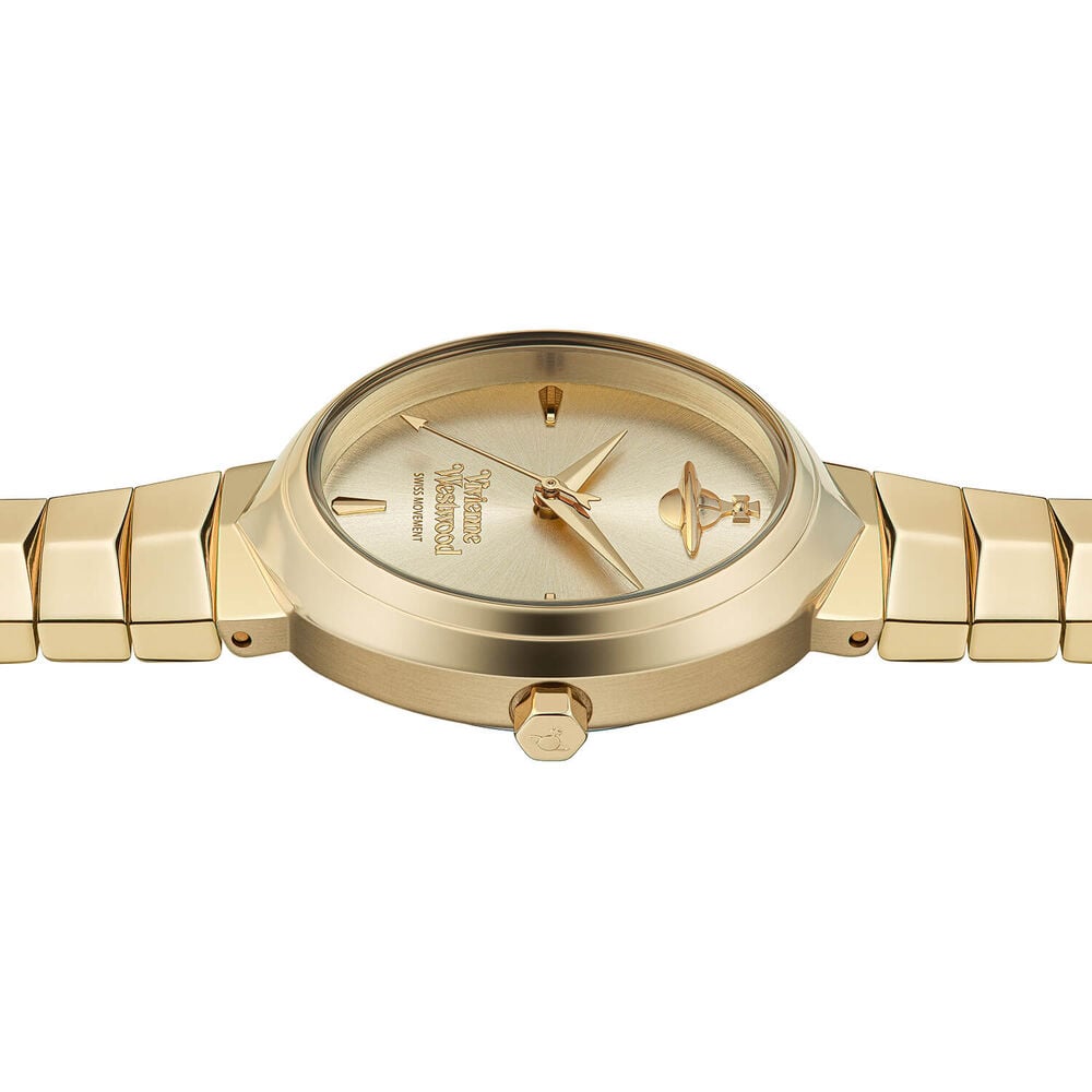 Vivienne Westwood Armour 28mm Champagne Dial Gold Steel Bracelet Watch image number 3