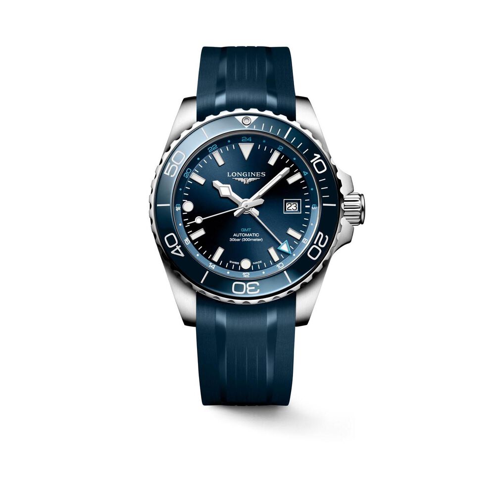 Longines Hydroconquest GMT 43mm Blue Dial Rubber Strap Watch