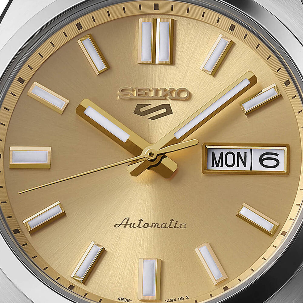 Seiko 5 Sports SNXS Vintage Gold Collection 'Gold Cufflinks' 37.4mm Dial Steel Bracelet Watch