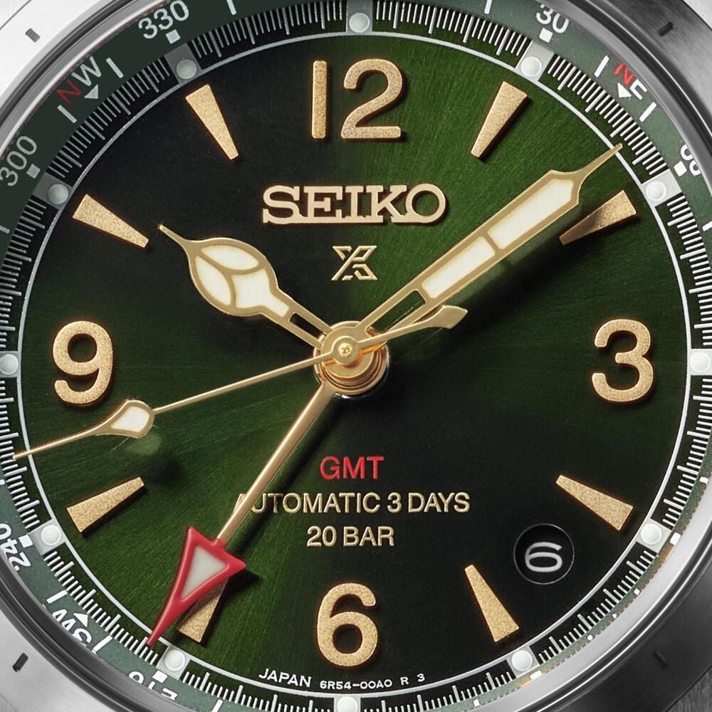 Seiko Prospex Alpinist 39.5mm Green Dial Brown Leather Strap Watch