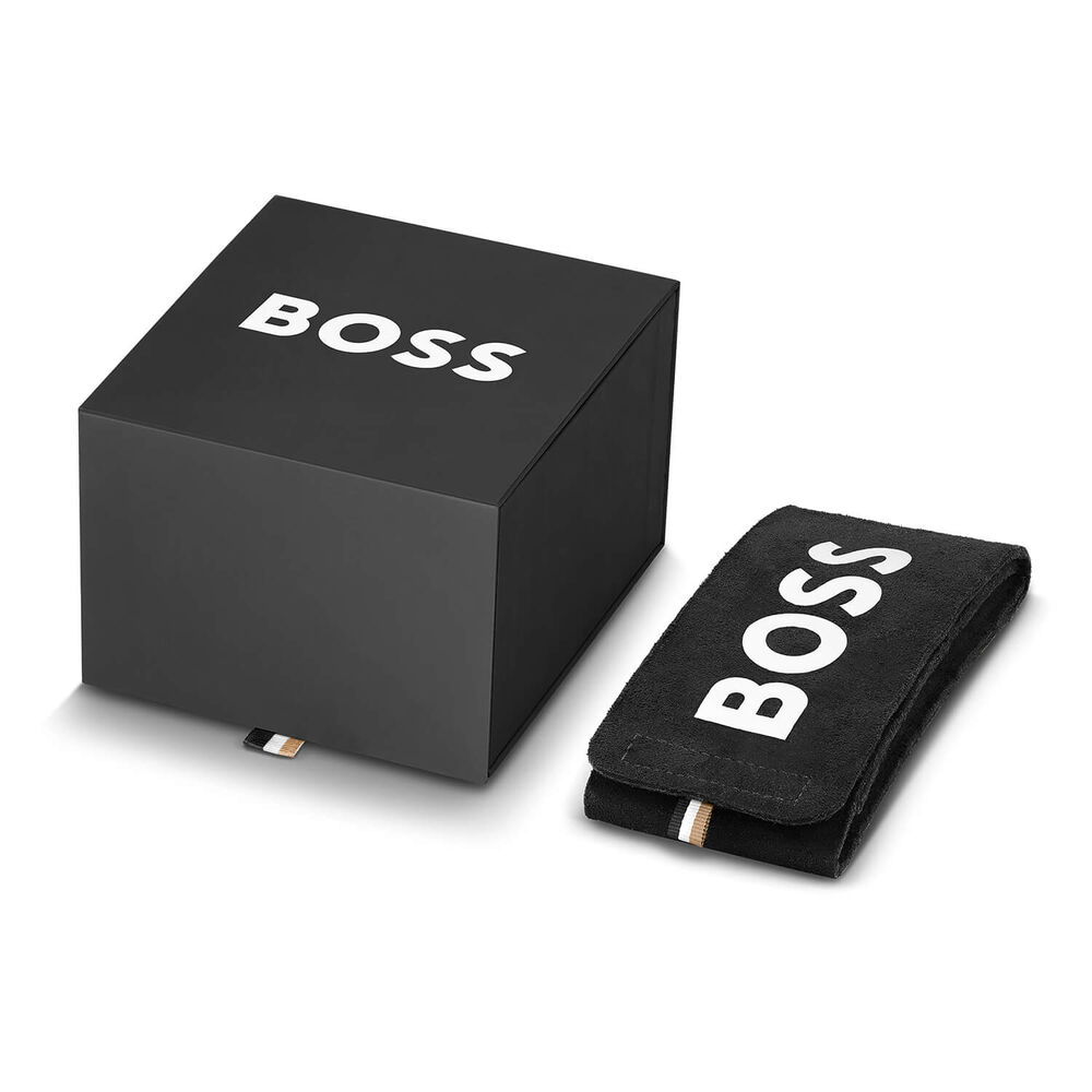 BOSS Mae Petite 22mm Square Silver Dial Gold Tone Steel Bracelet Watch image number 6