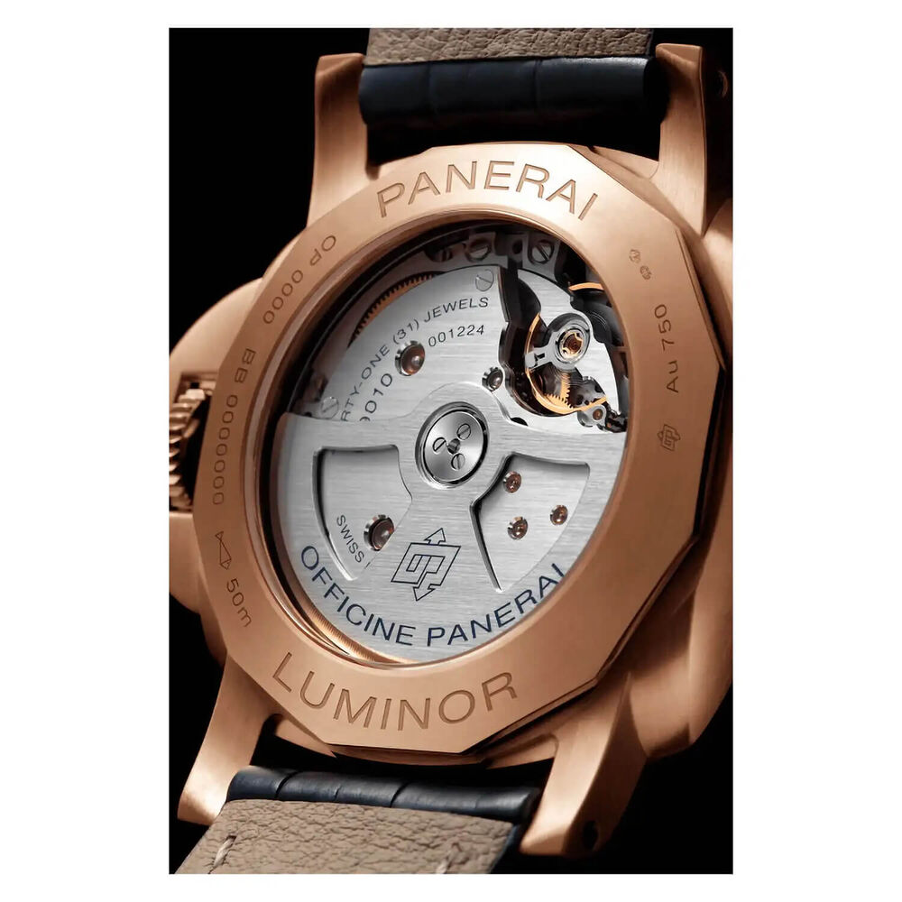 Panerai Luminor 44mm Marina Goldtech™ Sole Blu Blue Dial Strap Watch image number 4