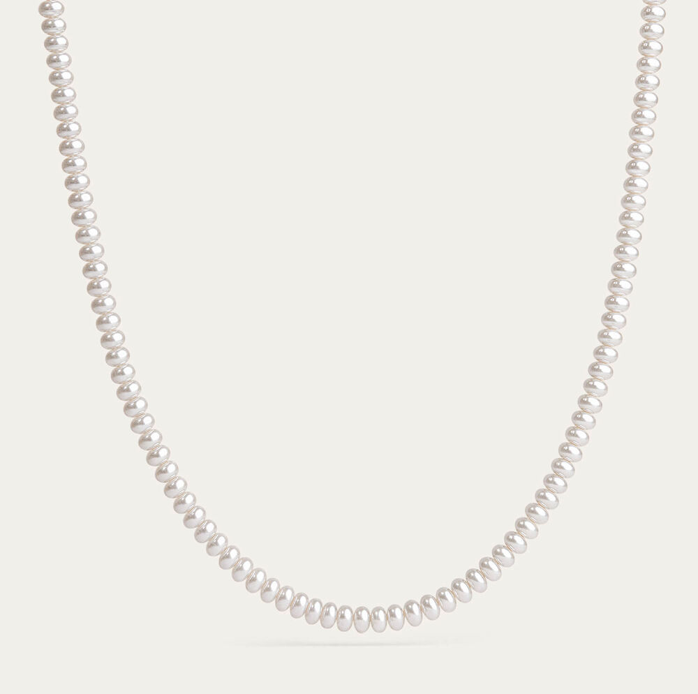 Sterling Silver Oval Freshwater Pearl Strand Necklet