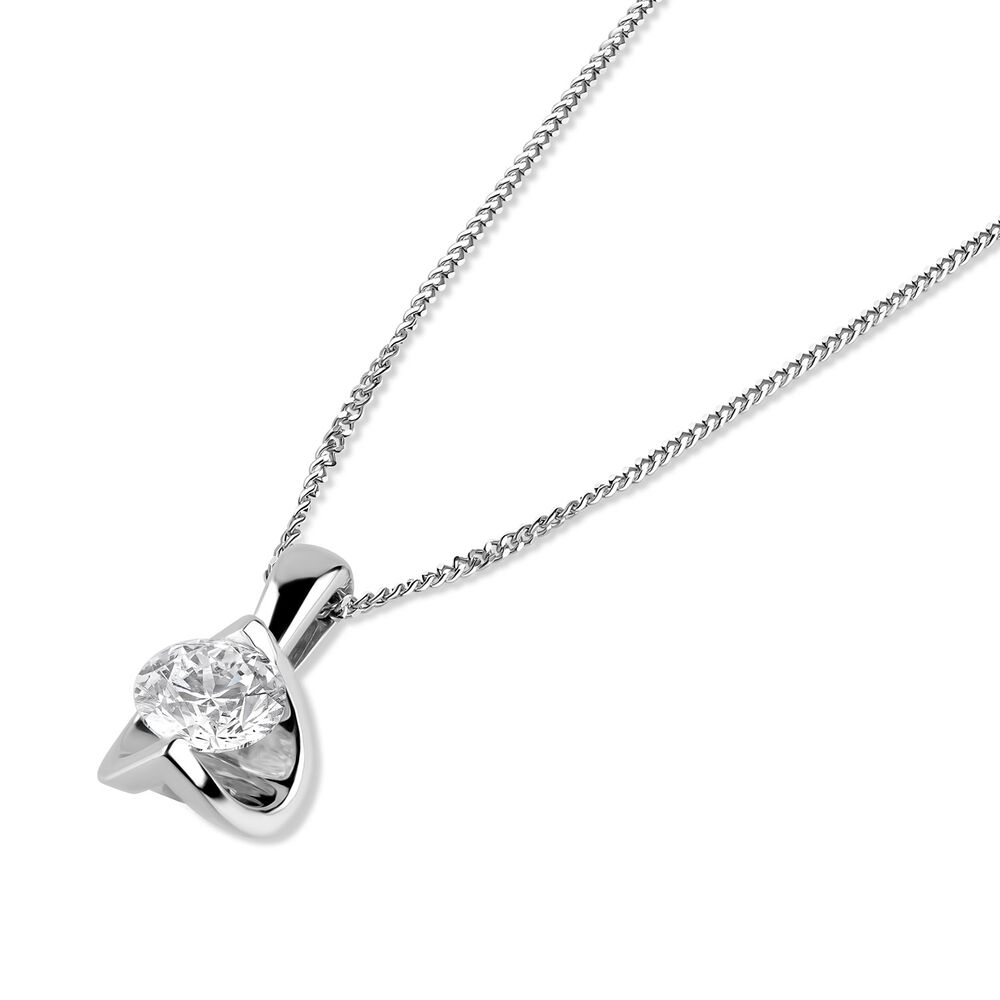 9ct White Gold 0.40ct Diamond Mirror Setting Pendant image number 1
