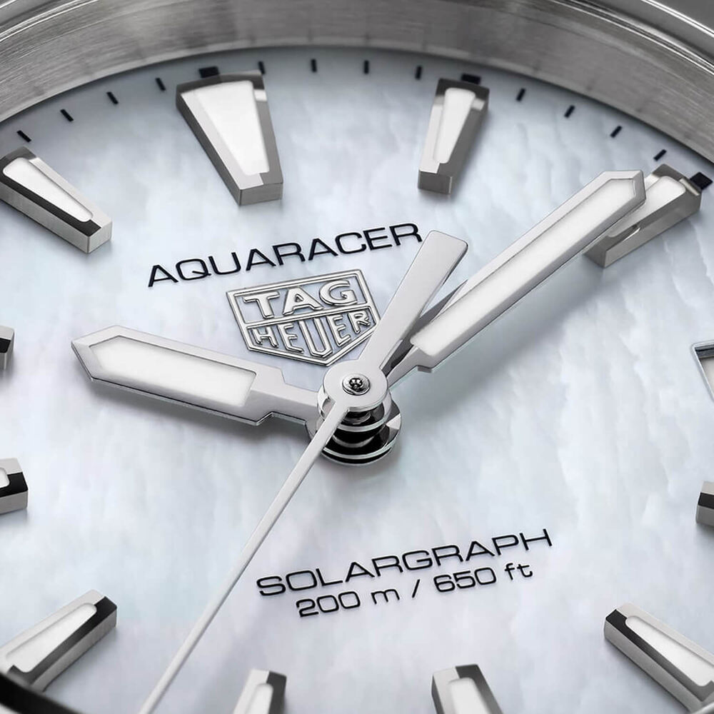 TAG Heuer Aquaracer Professional 200 Solargraph 34mm White MOP Dial Steel Bracelet Watch image number 2